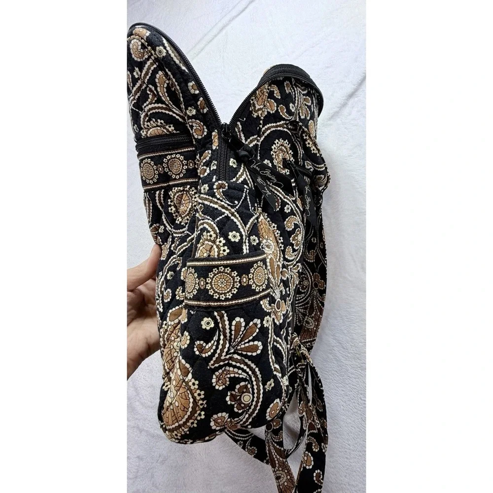 Vera Bradley Cafe Latte Backpack Black Brown Mandala Quilted Small Travel Bag